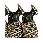 Vintage Egyptian Revival Pin Brooch 4 Queen Nefertiti Gold Tone Black Enamel 2" Photo 1