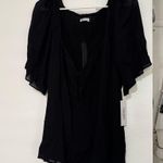 Reformation NWT  Delevan Smocked Black Peasant Blouse, size 22 Photo 4