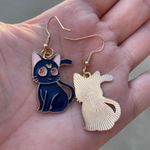 🌙 🐈‍⬛ Sailor Moon Luna & Artemis cat drop earrings anime cartoon kawaii Black Photo 1