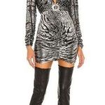 DUNDAS x REVOLVE Stardust Mini Dress in Silver Tiger XXS Photo 0
