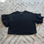 AQUA  Black Flowy Bell Sleeve Blouse Medium Photo 4