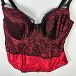 Cacique  Lace Bustier Corset Top 18 20 Red Black Boned Coquette Dark Feminine Photo 3