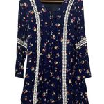 Altar'd State Women Tunic Dress Top S Navy Floral Boho Lace Trim Whimsigoth Fairy Photo 0