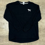 PINK - Victoria's Secret PINK Victoria Secret Black Campus Cotton Long Sleeve Top Photo 0