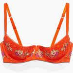 SAVAGE x FENTY Dolled Up Lace Quarter Cup Bra Orange Floral Size 38B NWT Photo 0
