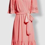 Kobi Halperin Elaine Flamingo Short Flutter Sleeve Wrap Midi Dress Women’s XL Pink Photo 13