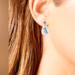 Coach NWT Gold-Tone Crystal & Painted Imitation Pear Mismatch Drop Earrings Photo 3