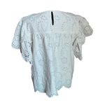 7 For All Mankind sage light green flutter ruffle boxy cotton eyelet floral top Photo 4