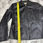 kim rogers Vintage 100% leather jacket zip up black animal print lining 90s Y2K small goth Photo 6