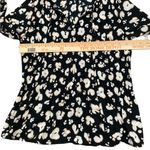 Black leopard crinkle long sleeve work blouse Size XS Photo 3