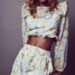 For Love & Lemons Cadence Floral Sheer burnout Crop Top S Ruffle Photo 6