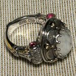 Konstantino Sterling Silver & 18K Gold Mother of Pearl & Pink Tourmaline Ring Size 6 Photo 10