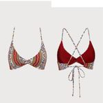 BERLOOK Burgundy Reversible Twist Front Floral Bikini SET 45 Red Size XS Photo 7