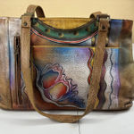 Anuschka  Hand Painted Leather Shoulder Bag Butterfly Floral Art Purse Photo 0