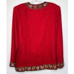 Laurence Kazar Vintage Laurence Kazer Silk beaded red formal cardigan Jacket Coat hoilday large Photo 2