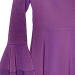 Parker Orlando Laser Cut Bell Ruffle long Sleeve Dress Raisin Sheath Red 0 New Photo 2