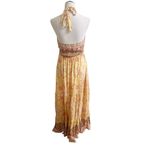 Boutique Halter Tied Maxi Dress Size Medium Floral Longline Yellow Cottage Photo 1