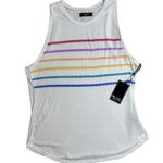 Michael Lauren Tank Women’s S White Racer-High Neck Top W/Multi Stripes Pullover Photo 0