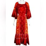 Farm Rio  100% Cotton Vibrant Red and Orange Long Sleeve Dress Size Medium Photo 1