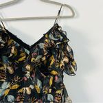 NICOLAS Black Floral V Neck Spaghetti Strap Ruffle Silk Cotton Mini Dress 4 Photo 2