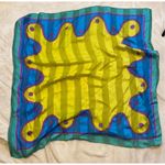 Adrienne Vittadini  Yellow Blue Purple Silver Swirl and dot Scarf Photo 2