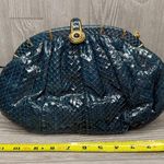 Judith Leiber Python Evening Bag medium clutch cross body purse blue w/ clasp Photo 13