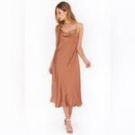 Show Me Your Mumu Verona Cowl Dress In Copper Luxe Satin Photo 4