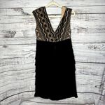 Adrianna Papell  Black Lace Ruffle Layered Sleeveless Dress 12 Photo 1