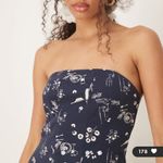 Abercrombie & Fitch strapless flare midi dress in blue floral Photo 2