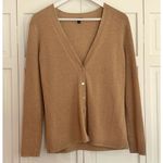 Talbots gold metallic ribbed vneck cardigan sweater m Photo 2