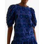 Farm Rio NWOT  3D Star Embroidery Top Blouses Shirt Blue Size L Short Sleeve Photo 3