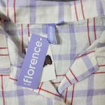 Florence by Mills Plaid White Purple Oversized Long Sleeve Cropped Size XS Photo 3