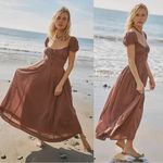 Free People  Feeling Bonita Midi Maxi Dress in Brown Size XS Romantic Dainty Photo 0