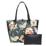 Ralph Lauren L. Large Reversible Tote Bag Black/Floral Pouch Handbag NEW $178 Photo 2