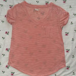 Aerie  Coral Striped V-Neck Shirt Photo 0