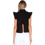 Mcguire  Barrett Black Sorbonne Ruffle Linen Blend Top Sz S Photo 9