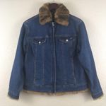 Denim Jean Jacket with Faux Fur Trim Size M Photo 1