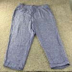 Jones New York Jones New York Signature Linen Blend Cropped Pants Womens 2X Blue Drawstring Photo 0
