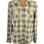Eddie Bauer  Women's Fleece Button Front Shirt Gray Buffalo Plaid Size S Small Photo 0