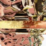 Neo Vintage Gold Tone Hammered Metal Belt Buckle Leaf Design Statement ✨ Photo 2