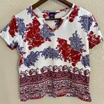 High Sierra White Red Paisley Floral Top Photo 1