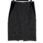 Elie Tahari Knee Length Pencil Side Detail Tweed Skirt Back Slit 4 Grey Black Photo 13