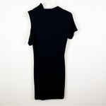 LNA NWT Zuki Rib Bodycon Asymmetrical Neck Mini Dress M Black Photo 2