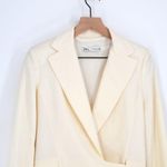ZARA Collared Plunge Blazer Dress Stretch Wool Blend in Cream Ivory Women's XS Photo 2