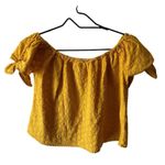 Universal Threads Universal Thread Womens Off Shoulder Crop Top Size Sm Mustard Yellow Eyelet Top Photo 4