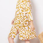 Tolani 3/4 Sleeve Open Front Sahara Duster Kimono Yellow Gold White One Size Photo 1