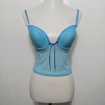 Donna Loren Blue Polka Dot Mesh Corset Cami Top Size M Y2K Princess Coquette Size M Photo 1