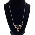 Handmade FOLLOW YOUR HEART Gemstone Beaded Silver Plate Chain Bar Charm Necklace 19” Photo 0