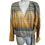 Free People  WE THE FREE Maldives Stripe L/S Misty Combo Wrap Top‎ NWT $108  M Photo 1