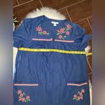 Go Softly Patio chambray floral embroidered short sleeved patio dress sz Small Blue Photo 4